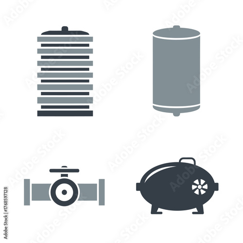 Industrial Equipment Vector Art Tanks, Valves, and Filters