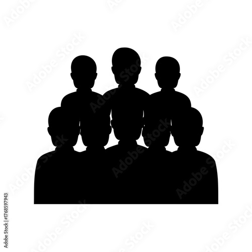 Silhouette of a Group of People Standing Together in Uniformity, Symbolizing Teamwork