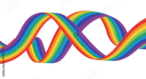 Vibrant rainbow ribbons dancing in harmony, a symbol of diversity, pride and inclusion, originally designed as scalable vector art for maximum impact