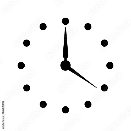 Simple clock face indicating the time is approximately twelve twenty