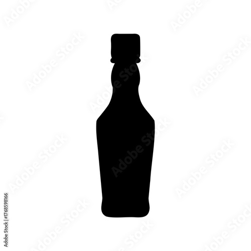 Silhouette of a bottle for whiskey or rum on a white background