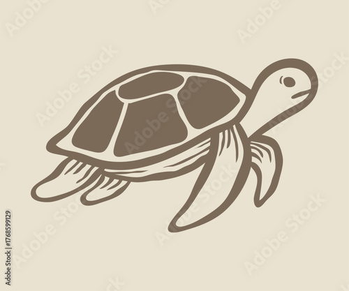 Vector illustration of a turtle, line drawing.