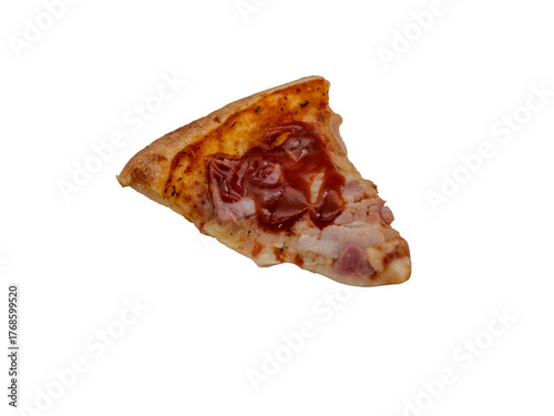 Delicious ham pizza with melted cheese and tomato sauce, Italian style fast food served hot.
