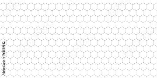 Repeated hexagon shapes pattern. Honeycomb background. Minimalistic print with hexahedrons. Mosaic geometric texture. Tile floor, fence or fishnet surface. Vector graphic illustration.