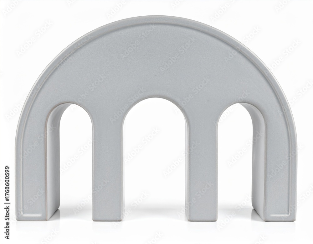 Fototapeta premium Gray Minimalist Arch Shape Isolated on White Background for Architectural Element
