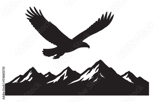 vector illustration of mountain landscape with blade eagle