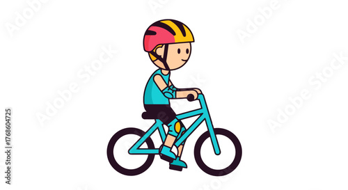 A Young Cyclist in Full Protection Riding a Colorful Bicycle with a Modern Style