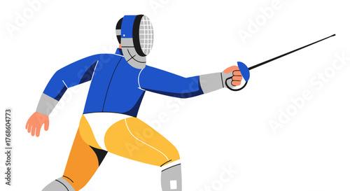 A Fencer In Action Against A Black Background With Bold And Bright Colors