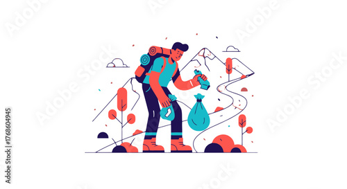 Adventurous Traveler Embarking On Expedition To Traverse The Wilderness, Gathering Supplies