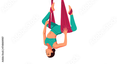Aerial Yoga: A Tranquil Embrace of Suspension, Strength, and Serenity, Isolated