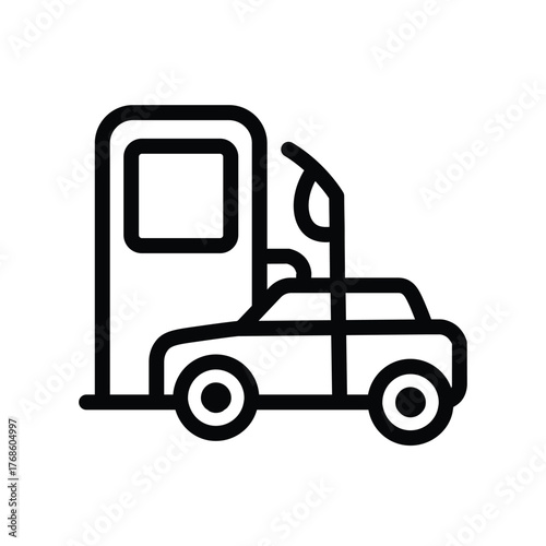 Forklift truck line icon, industrial vehicle for lifting and moving cargo vector illustration
