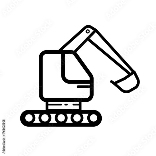Excavator, construction machine  - vector icon