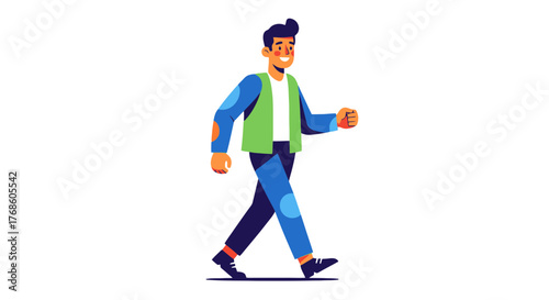 Animated Walking Person Vector Illustration against Black Background