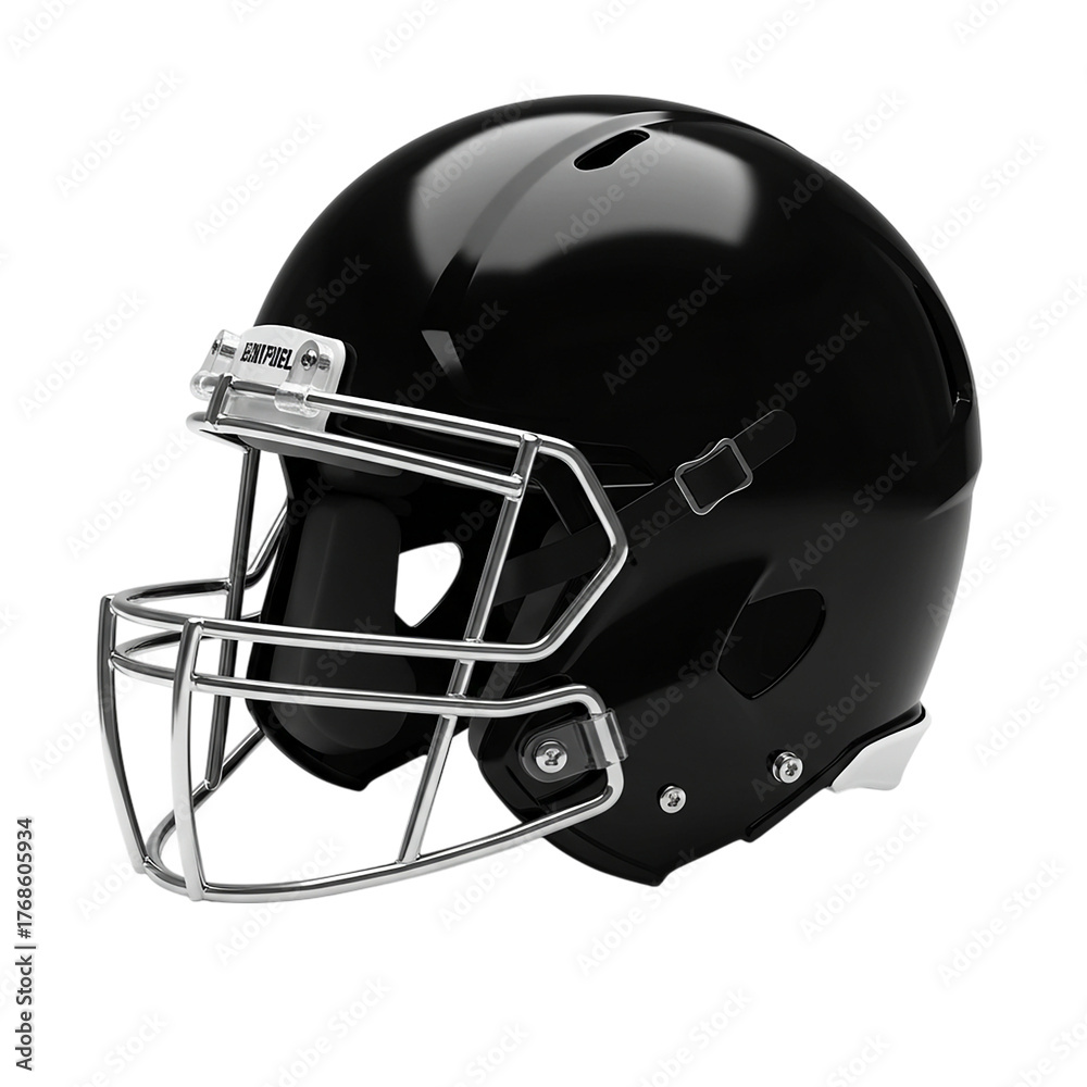 Fototapeta premium Black American Football Helmet - Sports Protection Gear & Equipment