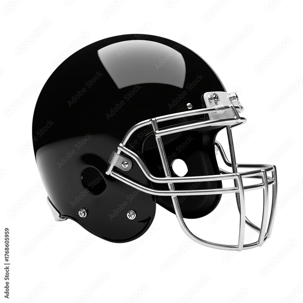 Fototapeta premium Black Football Helmet: American Sport Equipment & Protective Gear