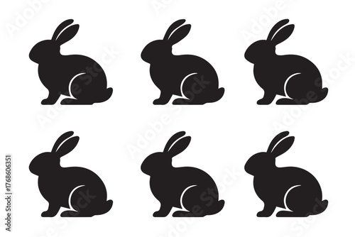 rabbit silhouettes collection vector ai eps jpeg png six side-profile hare icons minimal