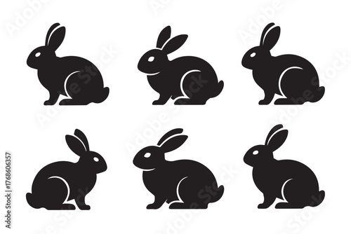 minimal rabbit silhouette vector set ai eps jpeg png six animal icons for branding