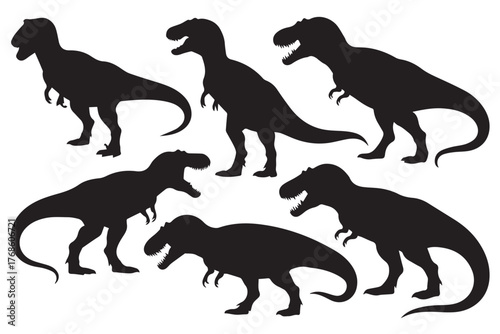 trex silhouettes in varied stances prehistoric dinosaur vector pack for print web ai eps jpeg png