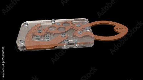 Wooden laser cut geared claw mechanism 3D animation showing functional robotic pincer movement