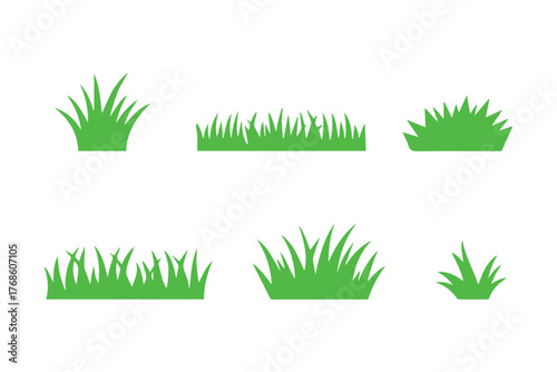 minimal grass patch vectors six shapes decorative blades for garden design and nature graphics
