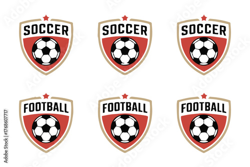 soccer football badge collection six front view shields team emblem logo templates vector files