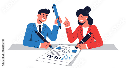 Business Deal: Two Individuals Signing Agreement for Partnership And Expansion