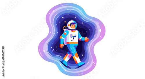 Astronaut Embarks On An Interstellar Journey Within Cosmic Swirls In Deep Space