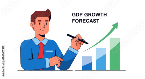 Business Leader Illustrating Financial Growth and Data Driven Decision Making