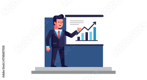 Business Leader Presenting Analytics: Growth, Strategy, and Financial Performance Overview