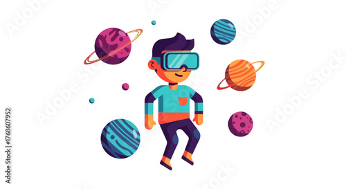 Astronaut Exploring Space Via Virtual Reality Experience On Black Background