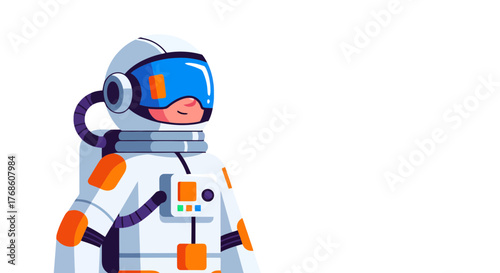 Astronaut In A Vector Style, Representing Space Exploration And Cosmonautics In Vivid Color