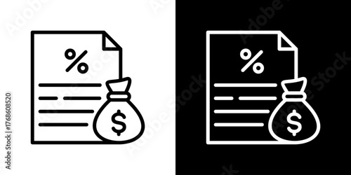 Tax Icon Set. Clean Line Design With Light And Dark Versions For Versatile Use. 