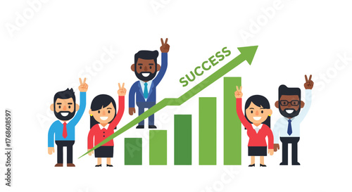 Business Triumph and Progress: Illustrating Success and Teamwork in Corporate Achievements