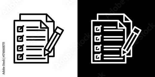 Worksheet Icon Set. Clean Line Design With Light And Dark Versions For Versatile Use. 