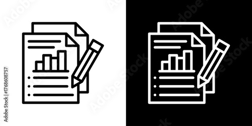 Summary Icon Set. Clean Line Design With Light And Dark Versions For Versatile Use. 