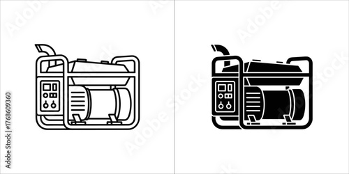 Two generator icons, one outlined and one solid black