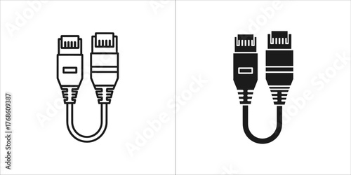 Two network cable connectors linked by a short cable