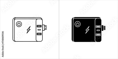 Portable power bank with usb ports and charging indicator