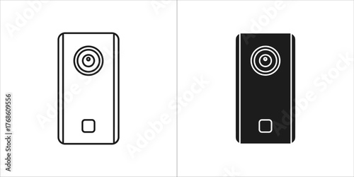 Two icons of a webcam, one outlined and one filled