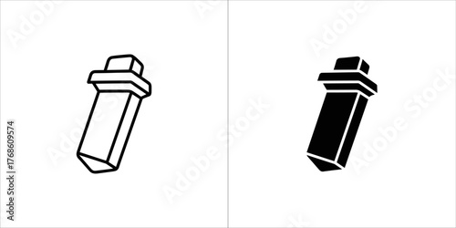 Two views of a connector or plug, one in outline and one in solid black