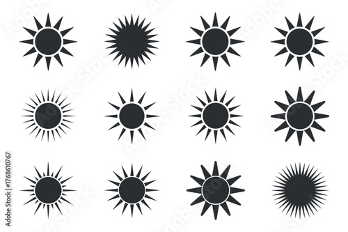 Sun Icon Vector Set: Geometric Shapes for Modern Graphics
