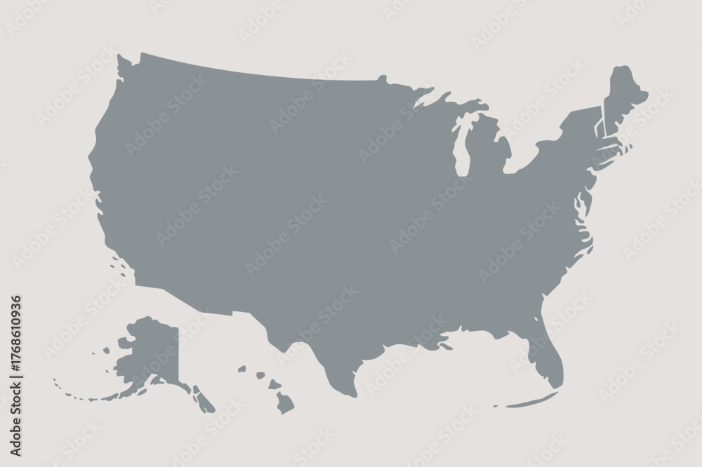 Fototapeta premium US Map Isolated America State Vector Outline Shape