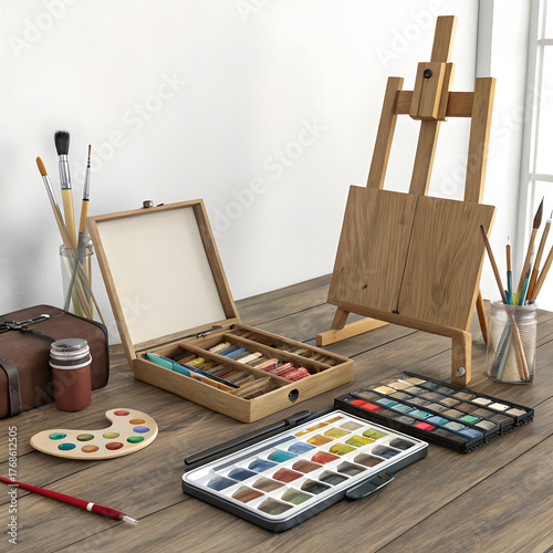 artist palette with brushes