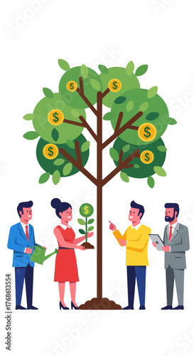 Conceptual Illustration Depicting Financial Growth and Collaborative Investment Strategies for