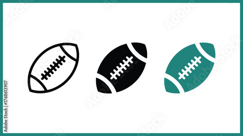 Three football icons are displayed in a row, representing different styles and colors.