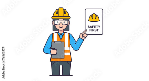 Cartoon Construction Worker Illustrates Safety Measures For A Safe Workplace Environment