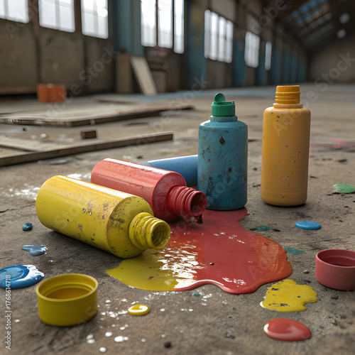 colorful paint cans