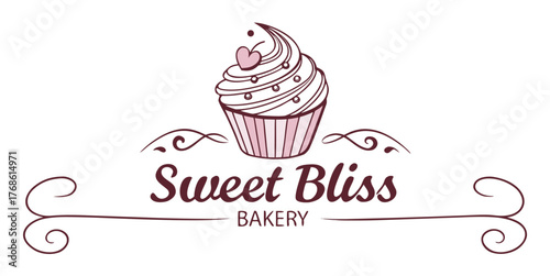 Elegant cupcake logo design for bakery, Sweet Bliss, perfect for branding and marketing materials