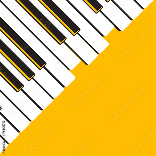 Abstract piano keys over yellow background. Classical music instruments
