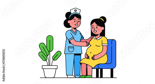 A Nurse Offering Comfort And Support To Expectant Mother Waiting For Delivery